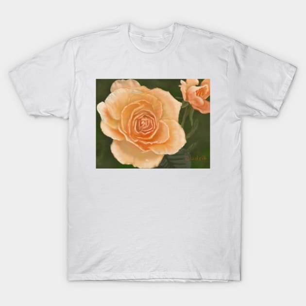 Peach Rose T-Shirt by Dudzik Art